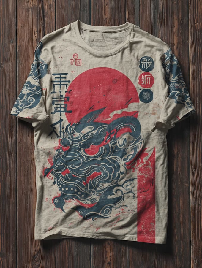 do a japanese t shirt illustration