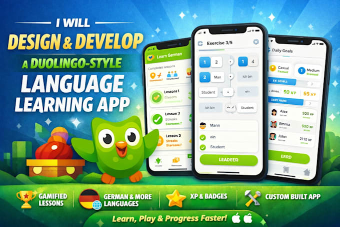 develop duolingo case app gamified language learning app german learning app