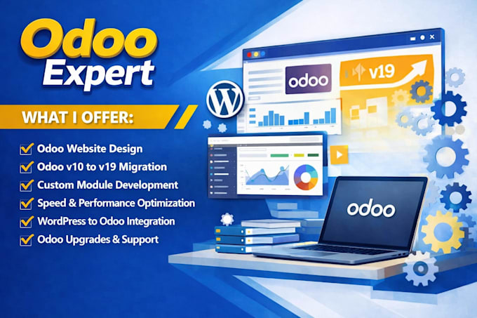 migrate develop optimize odoo website design wordpress upgrade odoo v10 to v 19