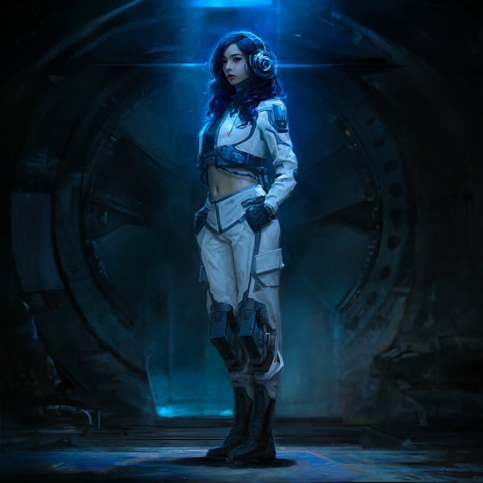 a sci fi character illustration or sci fi character