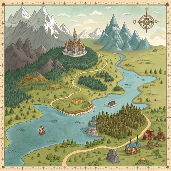create event, tourist, and fantasy map illustration