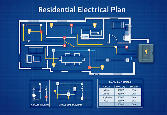 do residential electrical wiring plan circuit diagram lighting load calculation