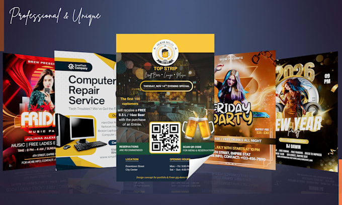 design professional business flyer, poster or marketing flyer