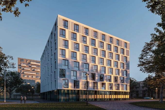 buildup 3d campus student housing,hostel complex,exterior render,apartment tower