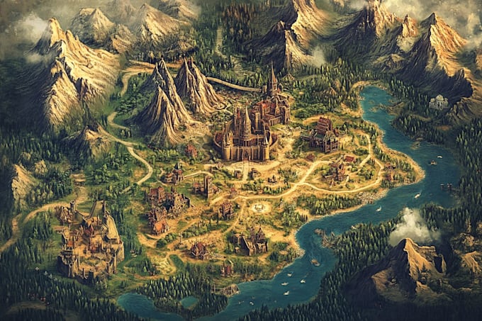 make fantasy map illustration
