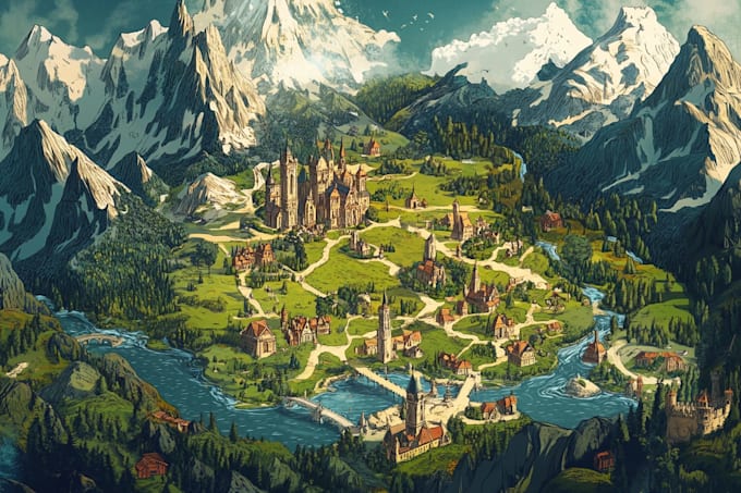 do fantasy city map for dnd map illustration