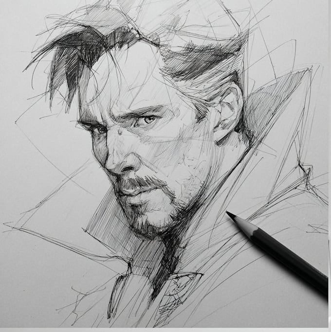 create a superhero realistic portrait sketch