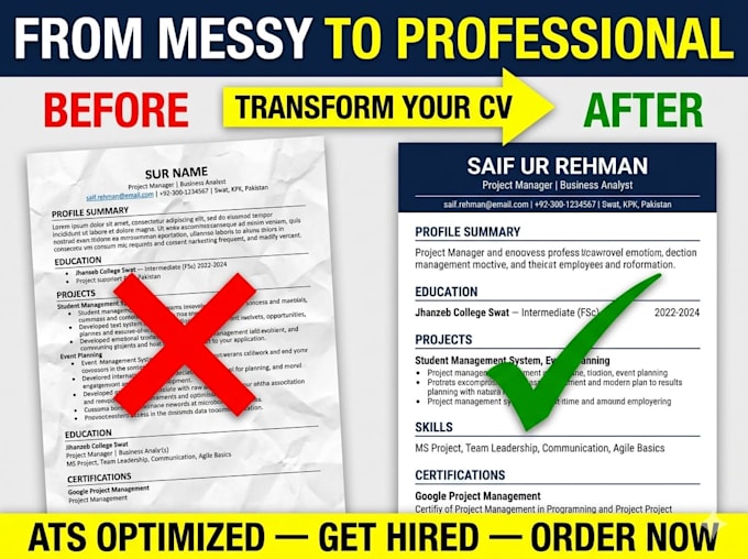 write a professional ats optimized CV resume and cover letter for job seekers