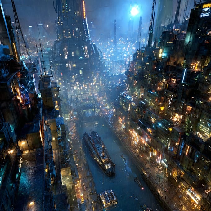 do cyberpunk futuristic city art