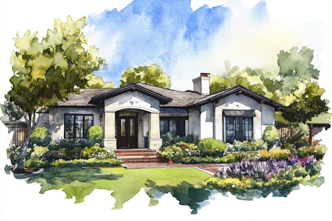 paint watercolor house portrait