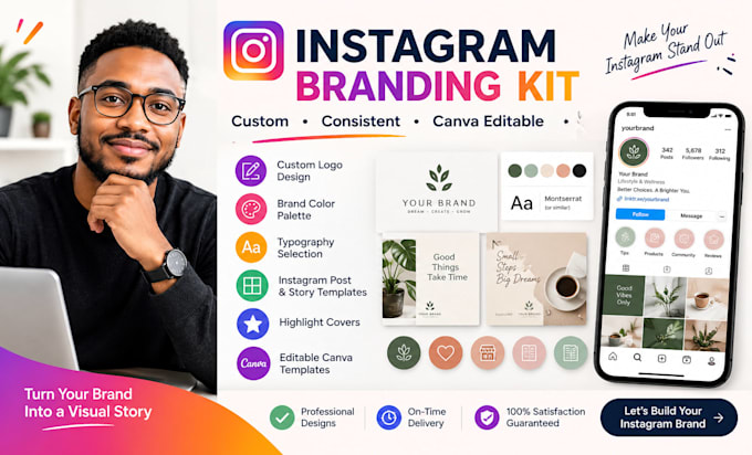 design a custom instagram branding kit with canva templates