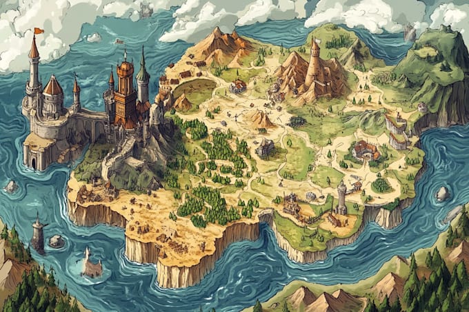 Make fantasy city map for dnd map illustration world map by ...