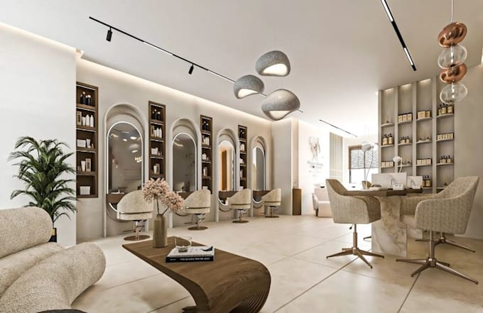 Beauty salon interior render, 3d design, layout, 3ds max, vray for ...
