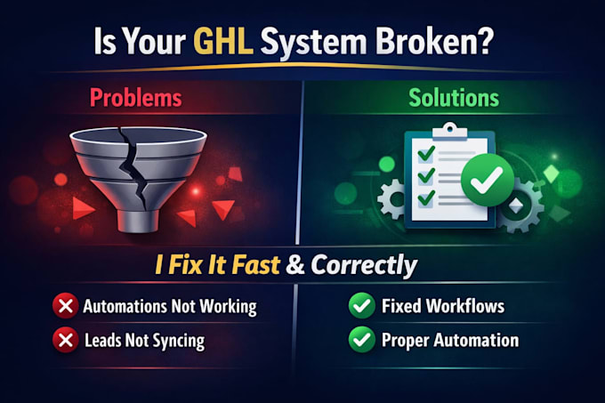 fix gohighlevel CRM, automations, workflows and funnels