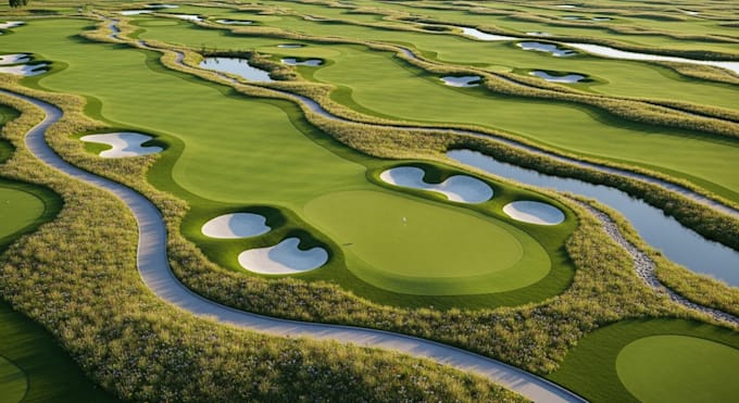 design golf course masterplan, landscape layout and with a google map