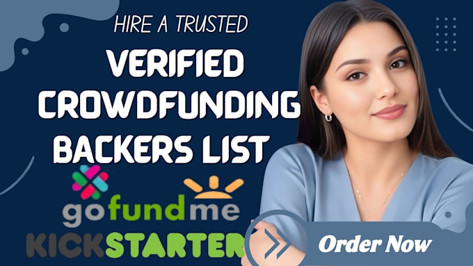 provide verified crowdfunding backers list for kickstarter or gofundme promotion