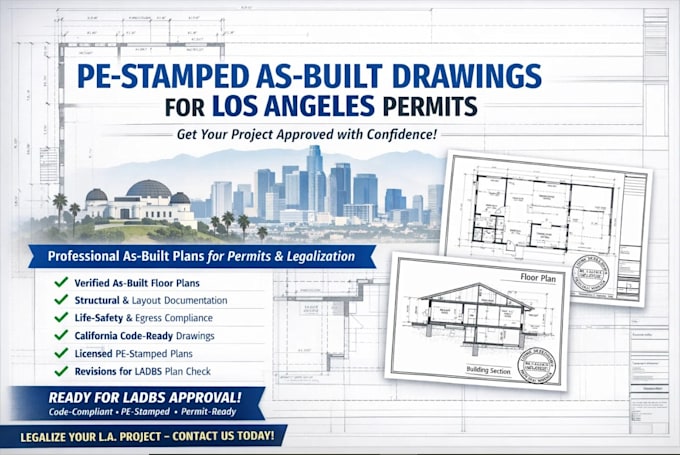 create stamped as built drawings for los angeles permit needs