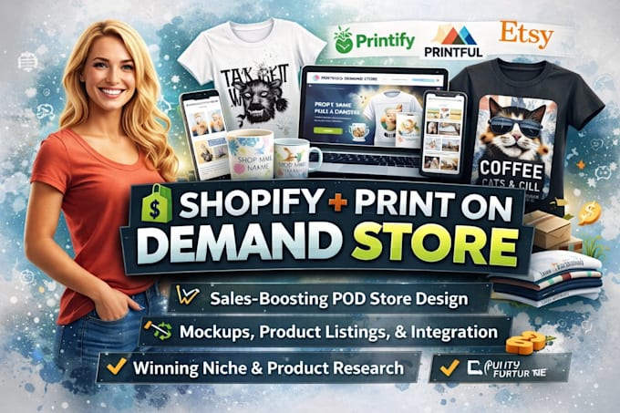 do shopify pod store, print on demand store, printify, printful, etsy pod store