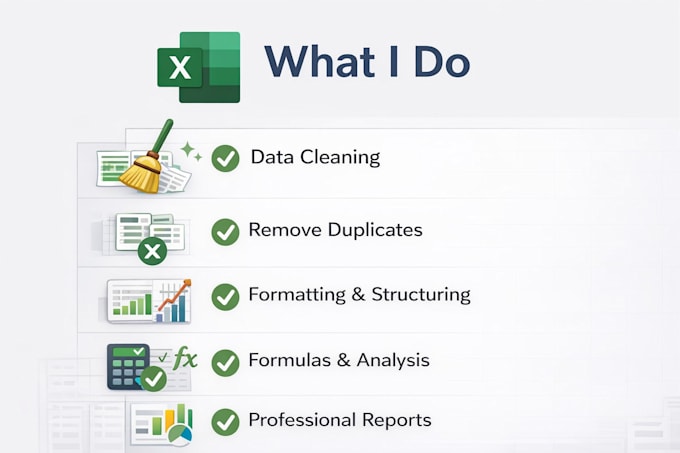 clean, format, and organize excel data create excel dashboards and reports