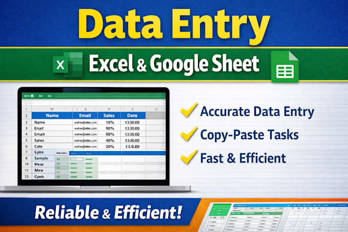 accurate and professional data entry with expert spreadsheet management