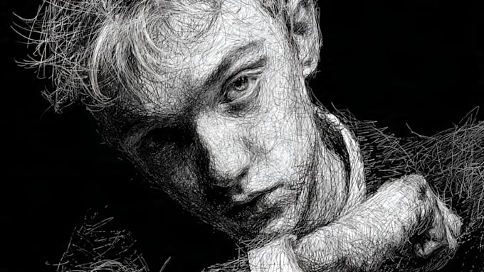 draw freehand digital scribble sketch, line art
