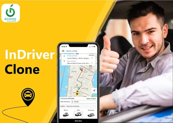 develop a full featured taxi booking app, rideshare app, uber app, lyft, or bolt