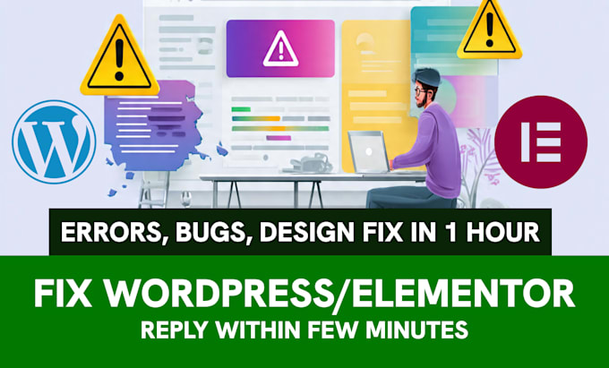 fix wordpress website errors, fix elementor erros, bugs, design issues in 1 hour