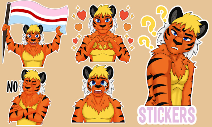 draw custom furry telegram and discord stickers