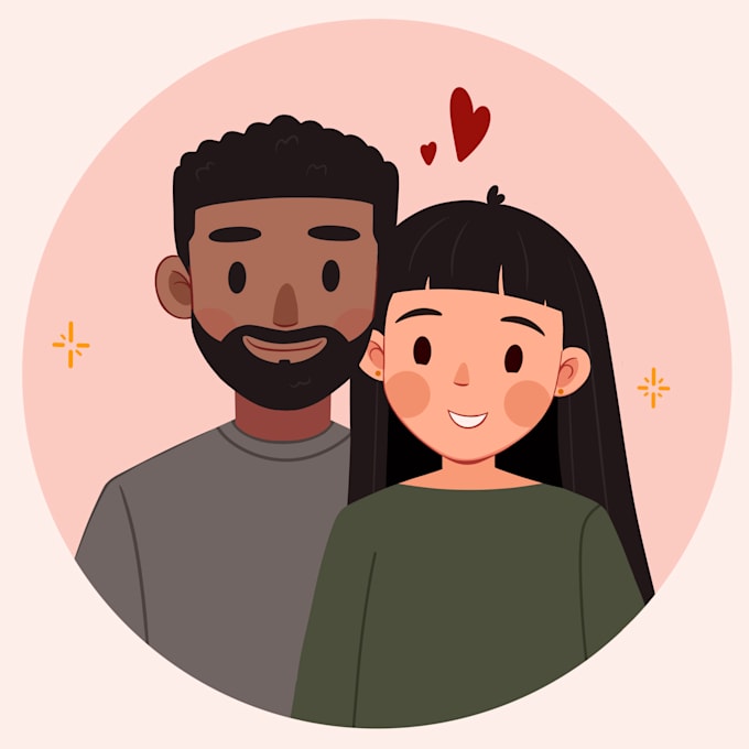 draw a cute simple couple portrait for your valentine gift
