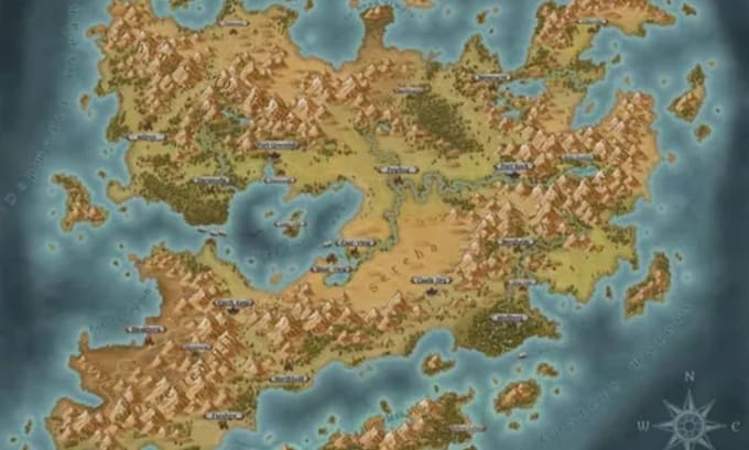 draw fantasy map for your book, rpg, 4k dnd with inkarnate map illustration map