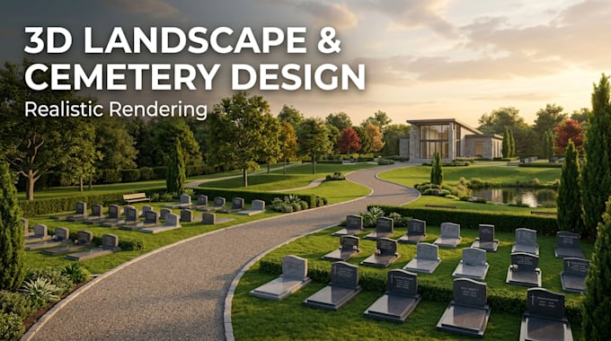 do 3d landscape design, cemetery, graveyard and site plan rendering