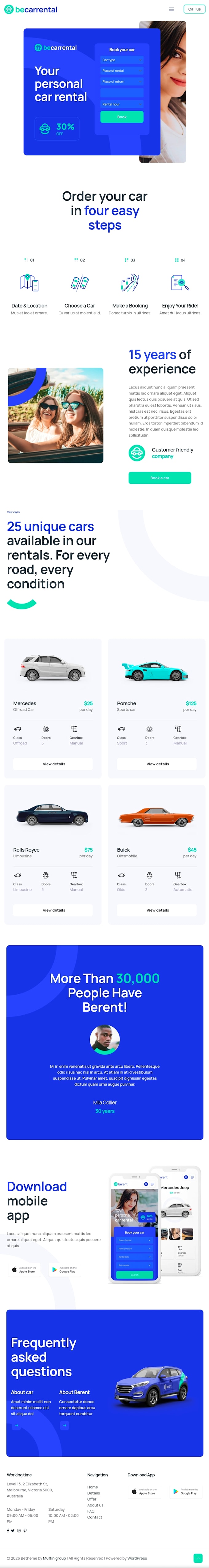 design car rental website