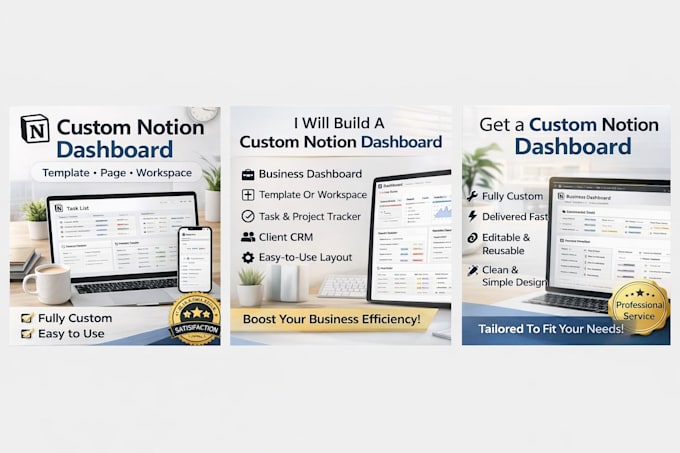 build a custom notion template, notion page or notion dashboard