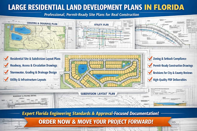 prepare large residential land development plans in florida