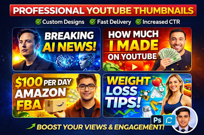 design professional and high CTR eye catching youtube thumbnail