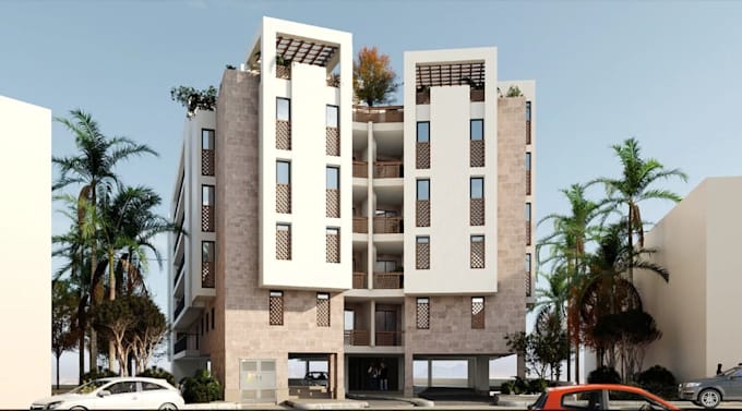 restyle 3d residential building,facade elevation,condo apartment,exterior render