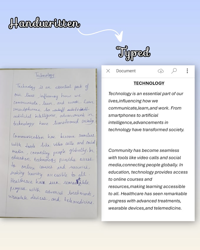 type your handwritten notes into word or PDF
