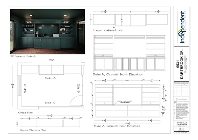do cabinet shop drawings, 2d drafting, 3d visualization