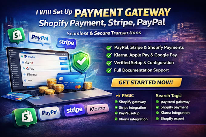 setup payment gateway, shopify payment, stripe and paypal