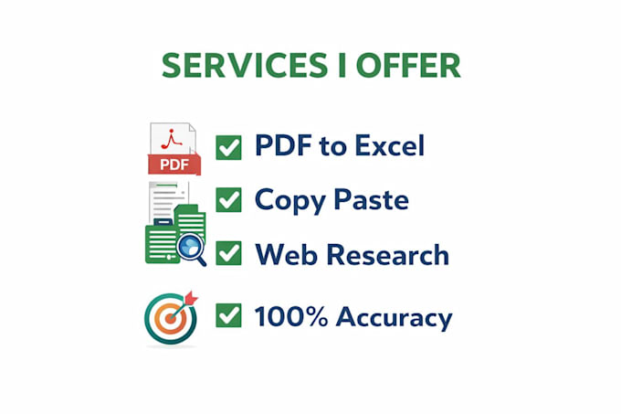 do excel data entry PDF to excel  copy paste work