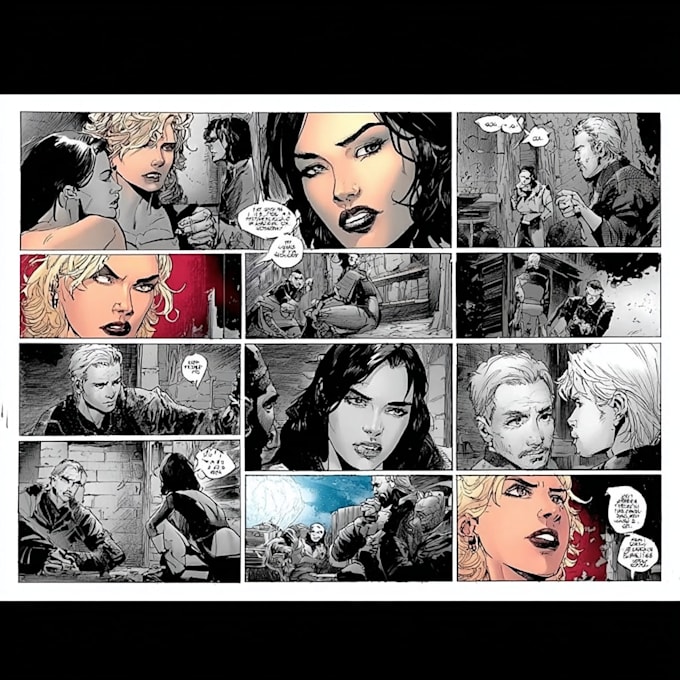 create sequential comic book illustration, book art, covers