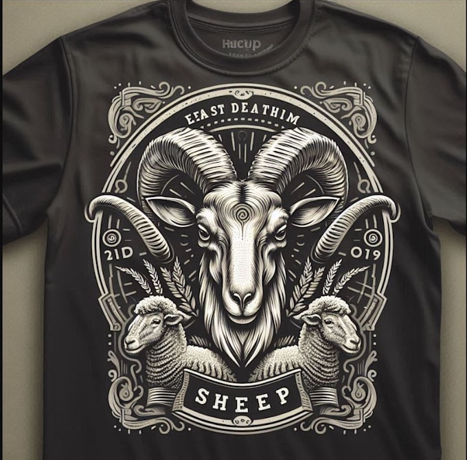 design vintage t shirt sheep logo