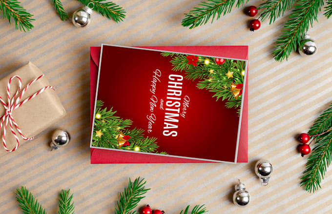 design a merry christmas card and a happy new year card