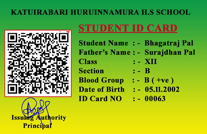 professional student id card design with qr code print ready