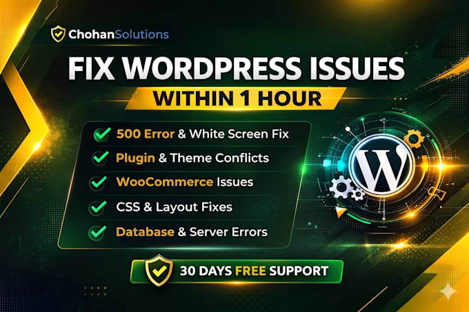 fix wordpress website errors, bugs, and issues fast