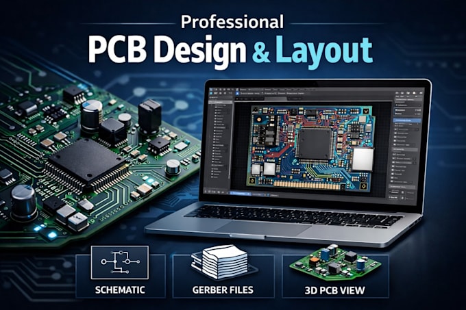 pcb layout and circuit schematic ready for manufacturing