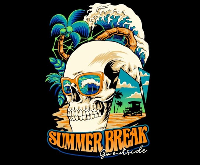 design premium vector logo and summer break beach party