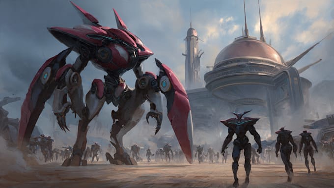 design sci fi mecha and robot concept art