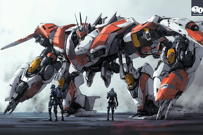 create retro mecha or scifi gundam art
