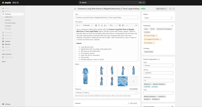 do shopify product listing, product upload and data entry